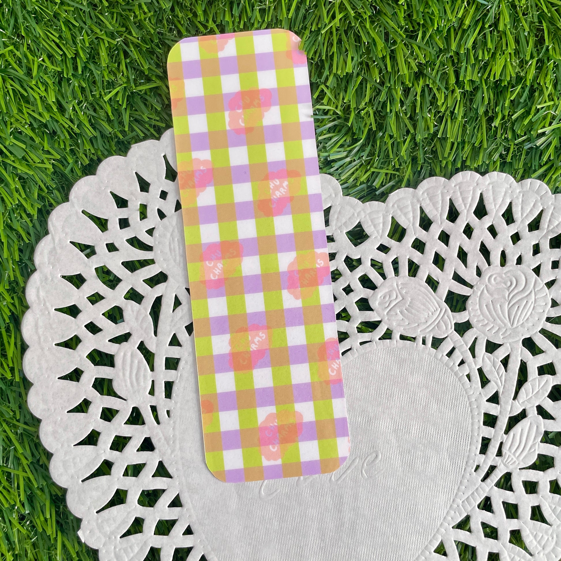 Green and Purple Summer Plaid Bookmark image 1