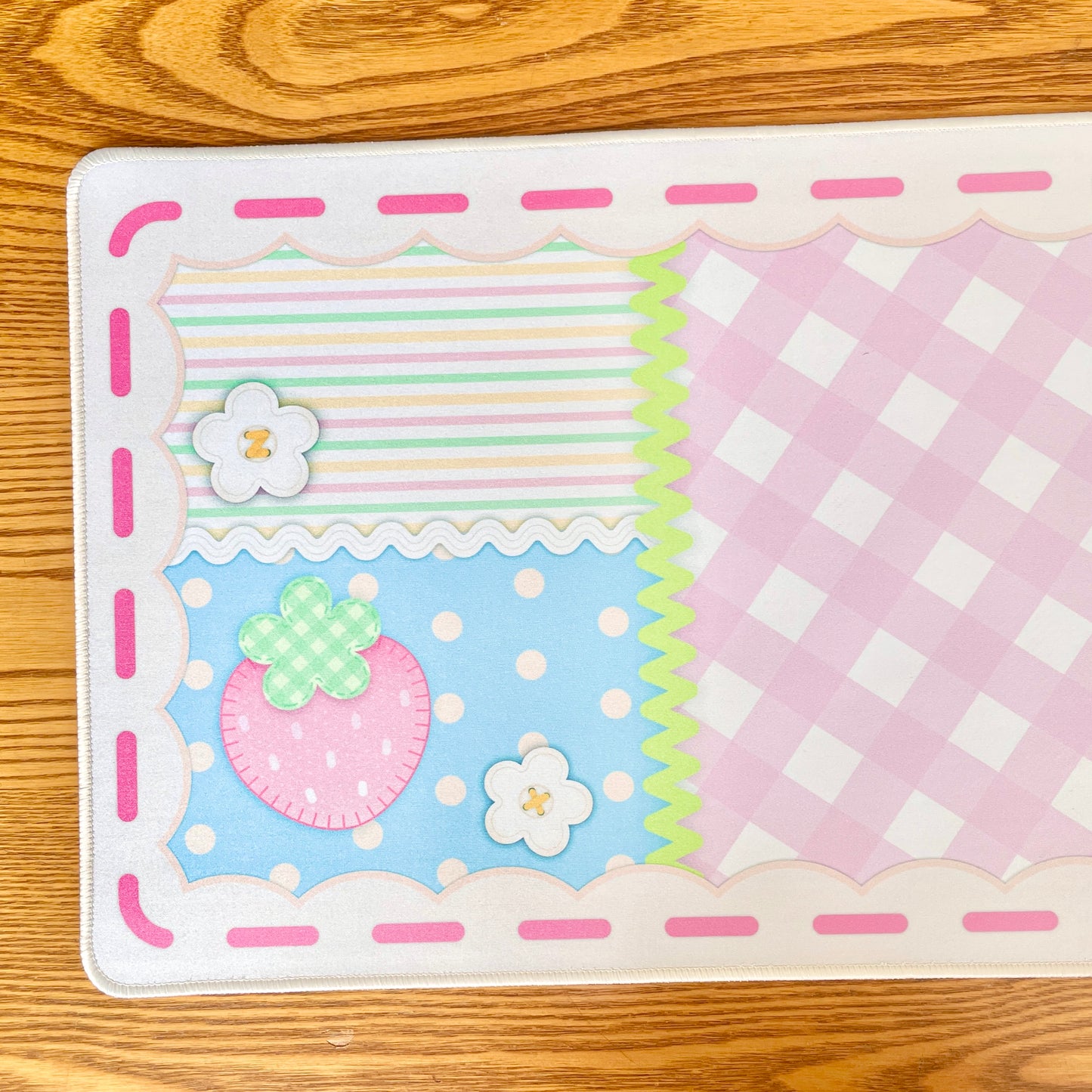 Pink Strawberry Quilt Desk Mat image 0
