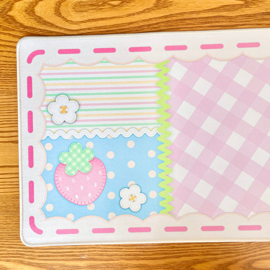 Pink Strawberry Quilt Desk Mat image 0