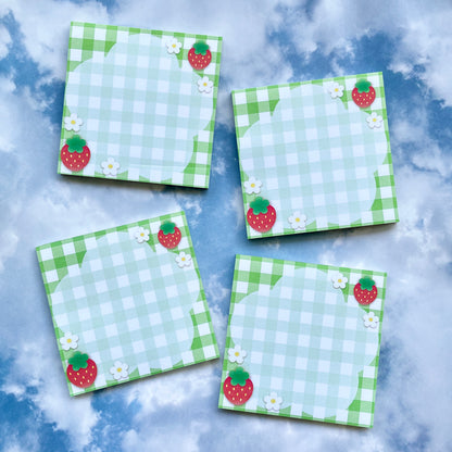 Strawberry Gingham Square Memo Pad image 1