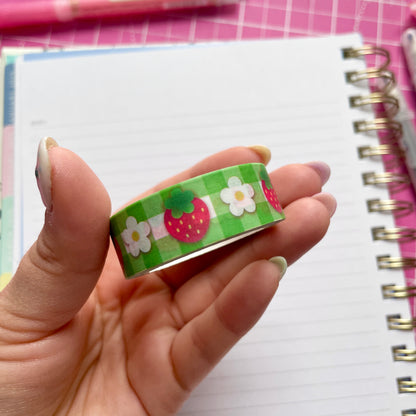 Strawberry Gingham Washi Tape image 0