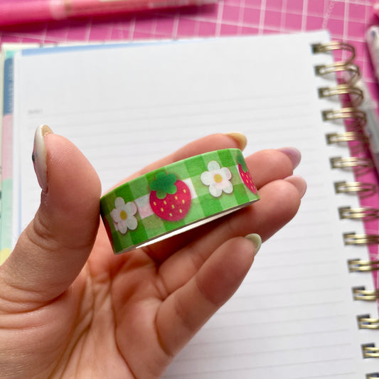 Strawberry Gingham Washi Tape image 0