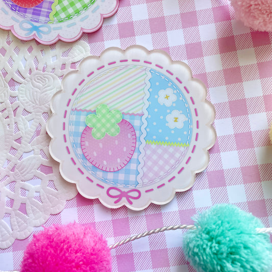 Pink Strawberry Quilt Coaster image 0