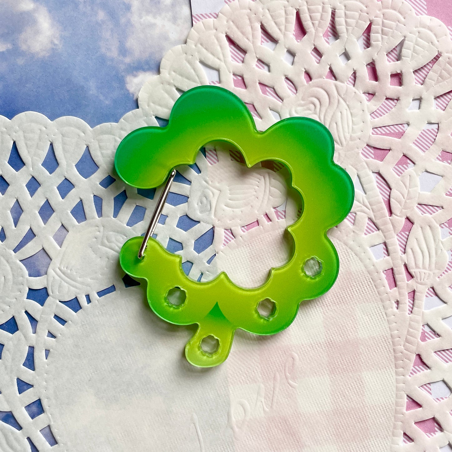 Lucky Clover Acrylic Carabiner image 0