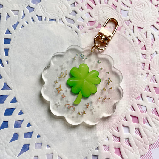 Lucky Clover Gold Foil Keychain image 0