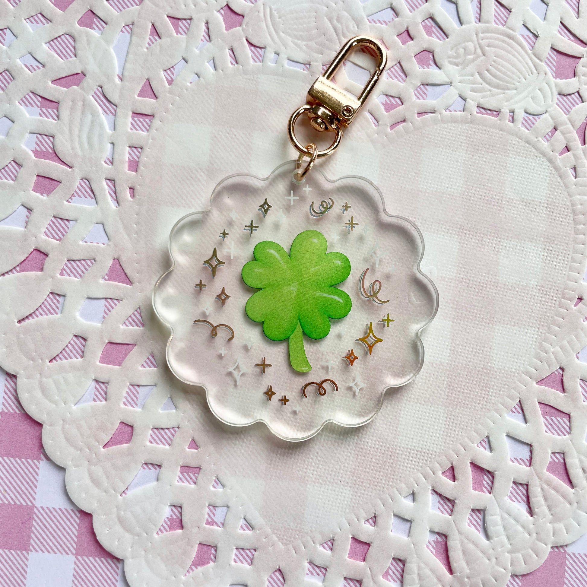 Lucky Clover Gold Foil Keychain image 1