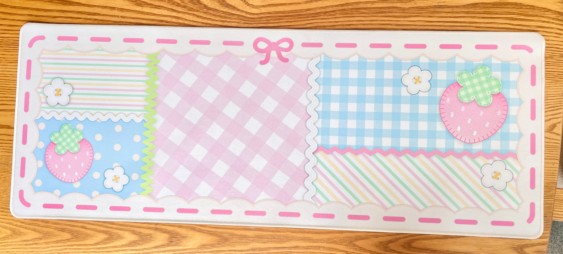 Pink Strawberry Quilt Desk Mat image 5