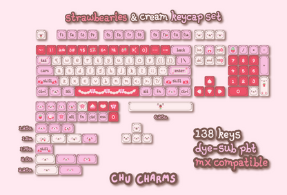 Strawbearies & Cream Keycap Set